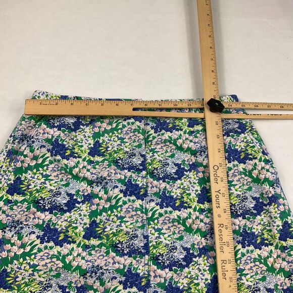 Talbots Floral Pencil Skirt Vibrant Garden Print Career Classic Cotton Size 4 - Picture 5 of 9